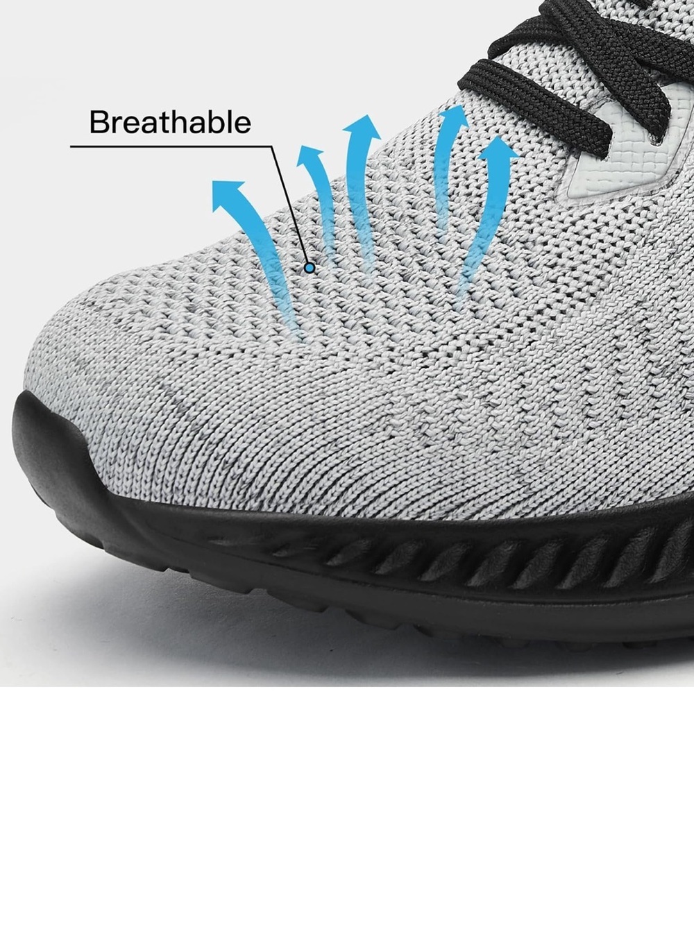 AKK Slip on shoes for Men Lightweight Knit Runner - Gray/Black. 41 EUR US 8-8.5 - Picture 4 of 7